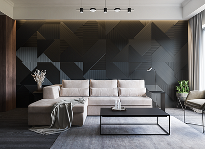 Dark luxurious living room. 3d visualization architectural design black dark interior design living room luxury neodesigncg room design ideas
