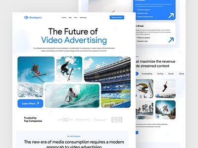 Brodsport - Sport Streaming Platform broadcast design entertaiment exploration landing page landingpage platform skteboard soccer sport sport broadcast surfing ui uidesign user interface