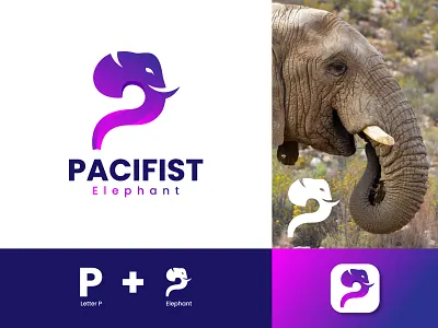 Elephant and P Letter Logo Design app branding colorful logo creative logo custom logo design drasticlogo elephant gradient icon letter logo logo logo designer logo mark minimalist logo modern logo monogram p letter unique logo vector