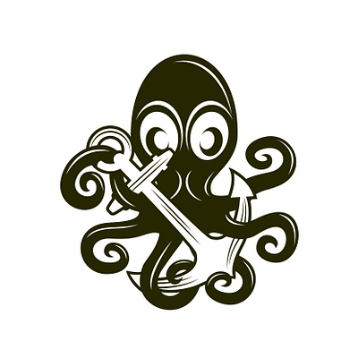 Octopus and Anchor anchor branding design graphic design illustration logo octopus vector
