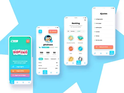 Dominó app game app game concept design game home illustration levels ranking tabbar ux wireframe