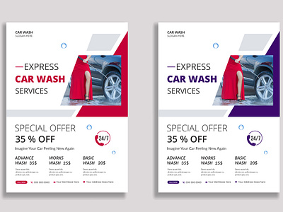 Flyers for an express car wash service car wash soical media