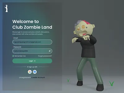 Social network zombie 3d animation3d animationdesign character 3d designidea designtrend illustrator interaction design landingpagedesign login loginform motion3d motiondesign social network uidesign uiuxdesign uxdesign websitedesign zombie3d