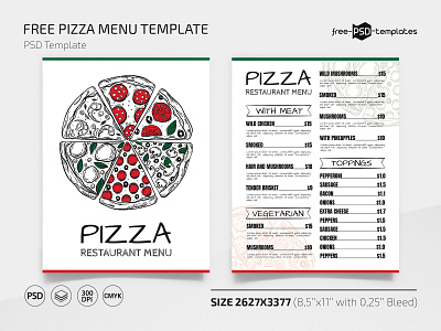 Free Pizza Menu Template cafe cafemenu free freebie menu photoshop pizza pizzamenu psd template templates