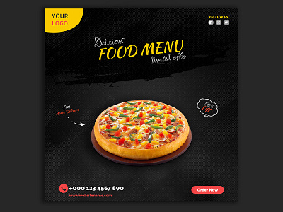 Food Menu Social Media Post Design black digital marketing digital marketing post design food menu social media post food post graphic art graphic design graphics gray photoshop photoshop art pizza pizza post post template post template design resturent post design social media social media post design template design