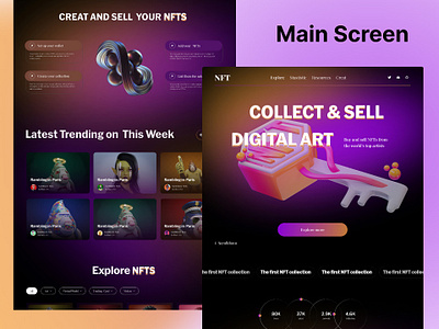 NFT Marketplace Website Design blockchain clean community crypto crypto landing page cryptocurrency design hero landing page marketplace minimal mint nft nft app nft website page token ui web3 webpage