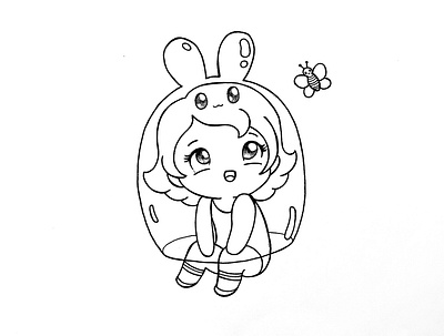 Day 049-365 Enjoying Spring: Ink 365project bunny cute illustration ink kawaii spring