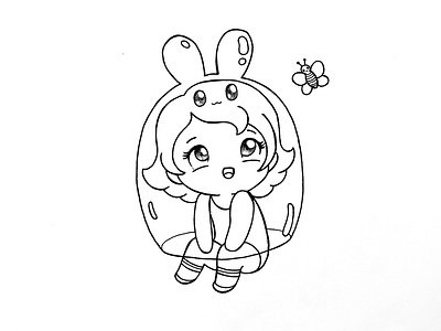 Day 049-365 Enjoying Spring: Ink 365project bunny cute illustration ink kawaii spring