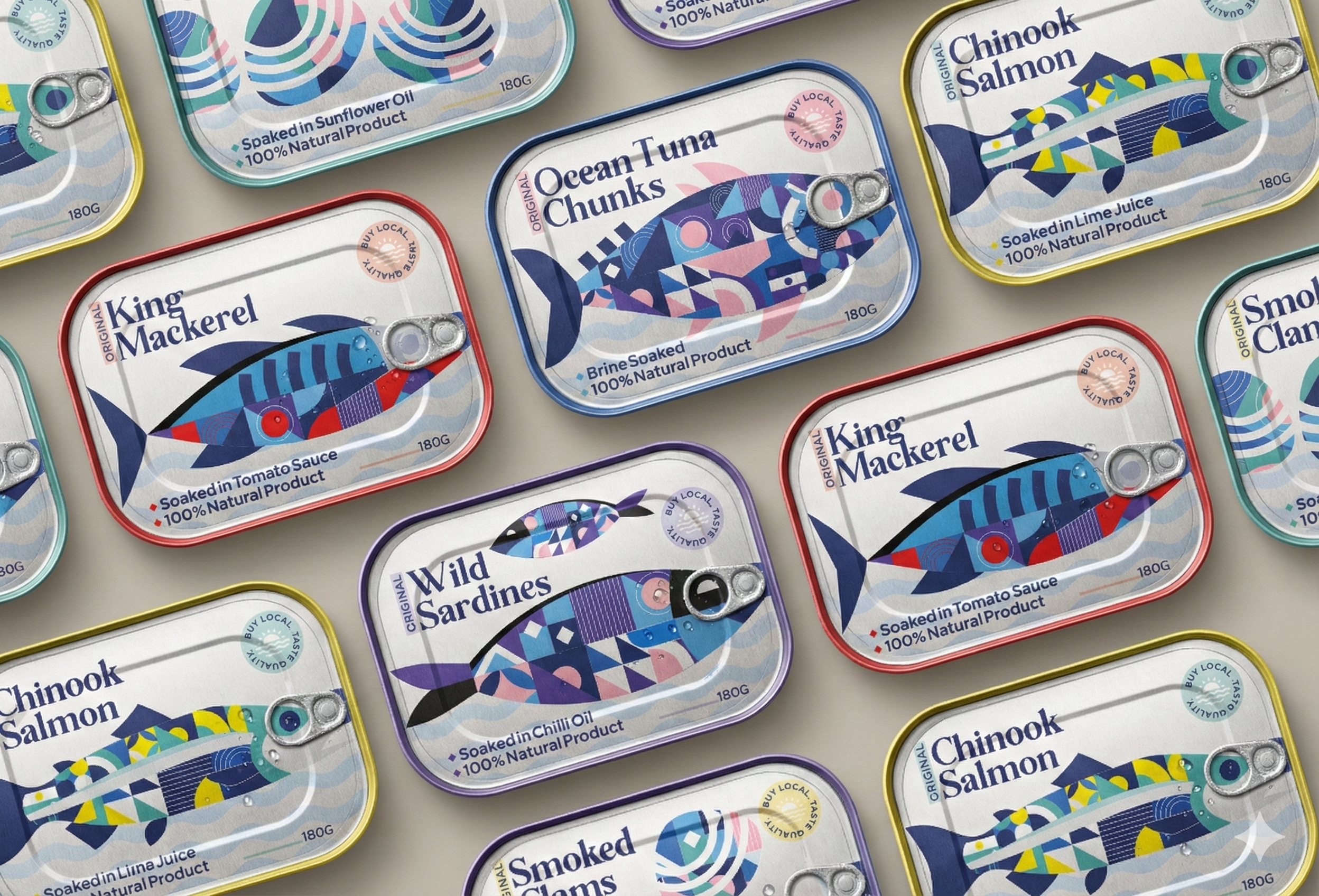 Seafood Tin Branding art direction brand specialist branding canned goods concept design fisheries graphic design illustration label design packaging design seafood branding tin foods