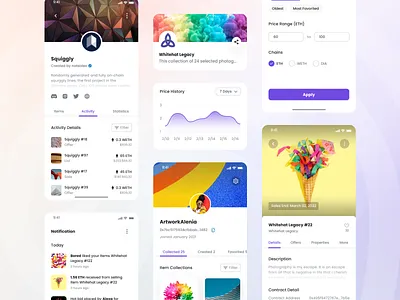 Fingies - Collage Version app auction bidding clean crypto design digital asset flat illustration marketplace metaverse mobile mobile app mobile design nft nft auction ui ui design ux ux design
