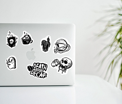 Coffee Themed Sticker Set design graphic design illustration stickers