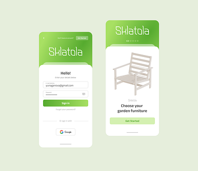 Sklatola Sign Up Page #DailyUI #001 app branding dailyui design figma furniture graphic design green inspirated logo mobile app practice sign up ui ux