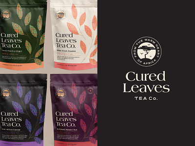 Cured Leaves Tea Co. africa beverage branding drink leaves logo packaging premium tea typography