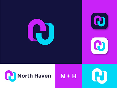 North Haven logo design | branding | modern logo app logo art branding business logo graphic design icon letter logo logo logo design logoconcept logoinspire logomark logoprofesional logotype modern logo nh logo tech