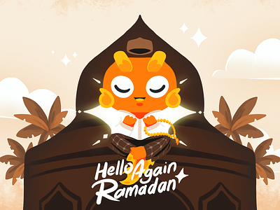 Hello Again Ramadhan Illustration ✨ arab branding character design fire game greeting hijria holy month illustration islam logo mascot moslem mosque prayer ramdan shining spark website