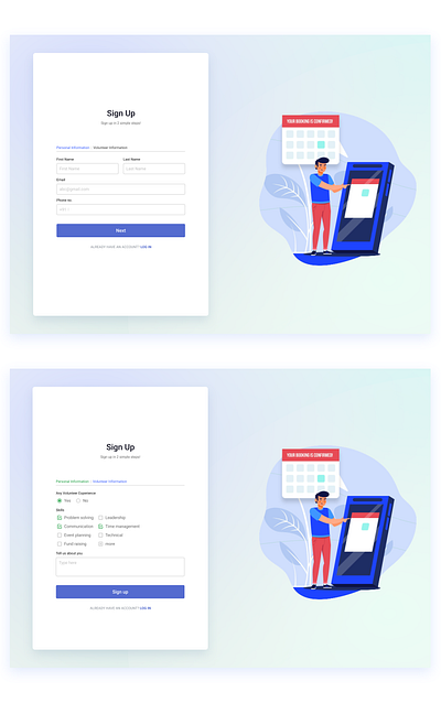 Volunteer Event Sign UP - UI Design app branding design designer figma graphic design illustration logo mokups portfolio sign up ui uiux