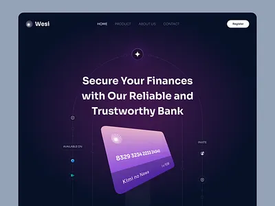 Wesi Bank Landing Page bank bank app bank card bank landing card clean dark landing page modern transaction transfer web app web bank web page