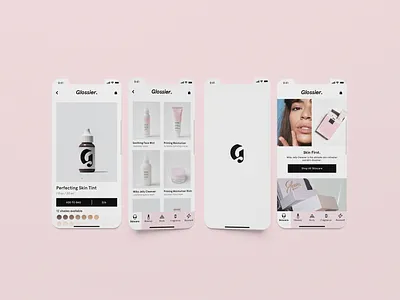 Glossier iOS app (case study) 3d app artist beauty cosmetics design designer ecommerce glossier ios kristina vilyams macos pink product ui user experience user interface ux web