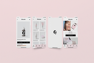 Glossier iOS app (case study) 3d app beauty cosmetics design ecommerce glossier ios macos pink product ui user experience user interface ux web