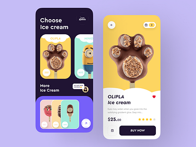 Ice cream App UI ecommerce food and drink home screen icecream icecreamapp iceland ios minimal app mobile ui modern app shop shopping ui ux