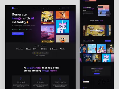 Image Generator AI - Website Design ai ai web design besnik design image generator landing page product design uihut uiux design uiux design agency web design website design