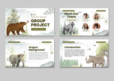 Green and Brown Cute Watercolor Group Project Presentation branding canva canvatemplate design design graphic v graphic design presentation