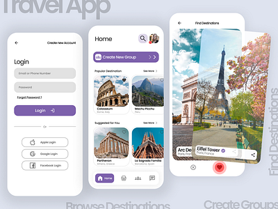Travel App Screens app app screens design minimalist design travel app ui ux