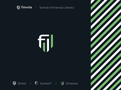 Finvite brand branding chart f logo f mark finance financial growing chart identity line pattern lines logo logo design logotype pattern schedule shield