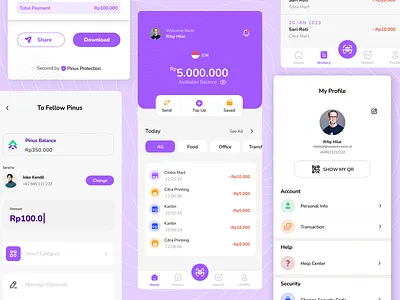 Pinus E-Wallet - Mobile App Design app app design branding design e wallet figma design figma mobile figma mobile design finance graphic design mobile mobile apps mobile design money trend mobile ui uiux ux website