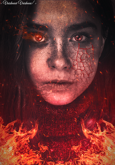 Fire Woman: Photoshop fire girl graphic design photoshop