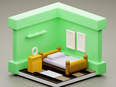 3D Isometric Bed Room 🏡 3d
