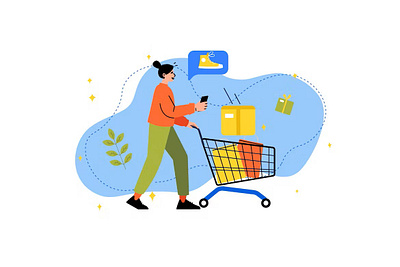 Shopping 2d bargains buying deals discounts explainer flat illustration man onlineshopping sales shopping shoppingaddict shoppinghaul shopsmall social woman