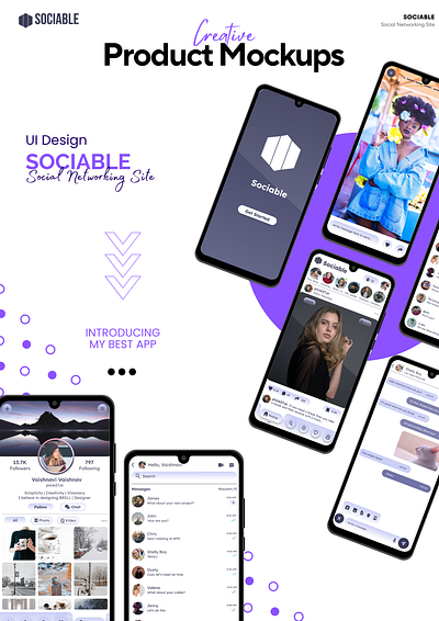 Sociable: Social Networking Mobile App adobe illustrator adobe photoshop canva case study design figma logo mobile app social networking app user interface ux experience