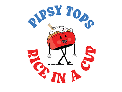 Pipsy Tops brand branding cute cute character logo retro logo ricebowl