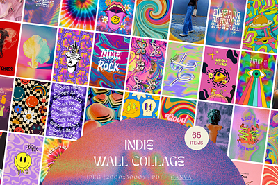 Indie Wall Collage Art Prints canva design digital art graphic design illustration indie template wall art wall collage