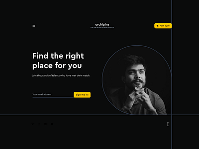 archipins waiting list concept app application architects candidates clean dark dark mode job job board landing landing page launch map notification ui ui design ux ux design waiting list web app