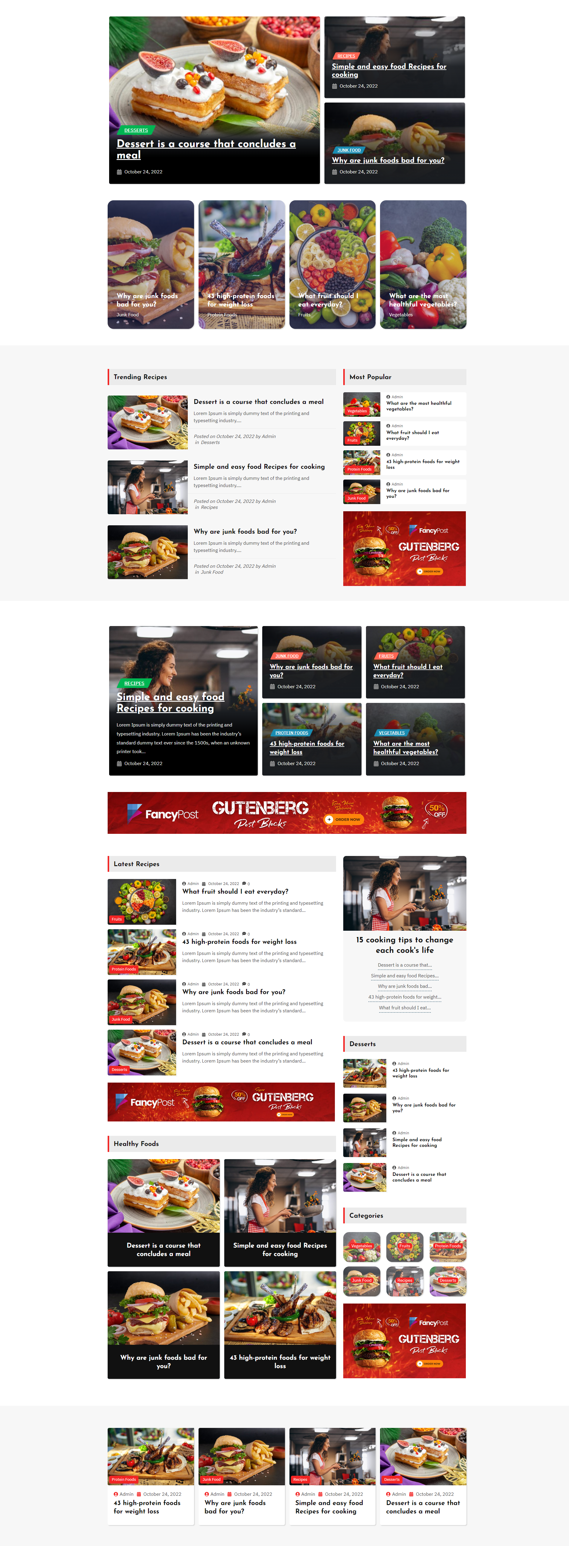 FancyPost - Food Niche demo template block branding design food gutenberg restaurant ui