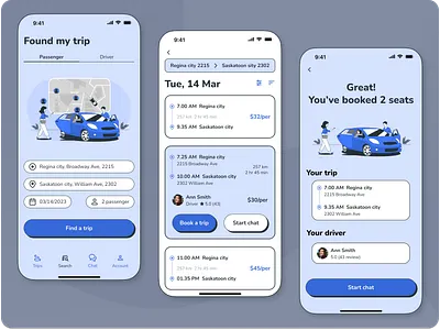 Carpooling application app application car carpooling carpooling application design driver passendger rent a car ride tech ui uiux design ux