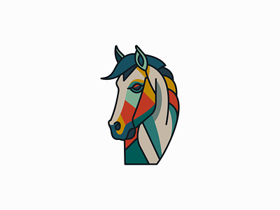Geometric Horse Logo animal branding colors design elegant equine farm geometric horse icon identity illustration lines logo mark mustang pet stallion symbol vector