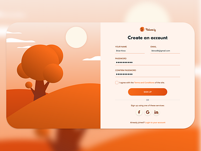 #DailyUI #001 - Sign up page (+ Login) 001 daily ui daily ui 001 daily ui challenge dailyuichallenge day 1 design login login form login page nature design register sign up sign up page signup ui web web design