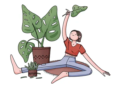 Character design: House plants lover cartoon character design character development children book digital illustration doodle editorial illustration illustration plants