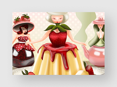 Sweet surprise breakfast candy caramel caramele creme desert dessert gello illustration jam jar jello marmelade smell strawberry sweet syrup tea teapot