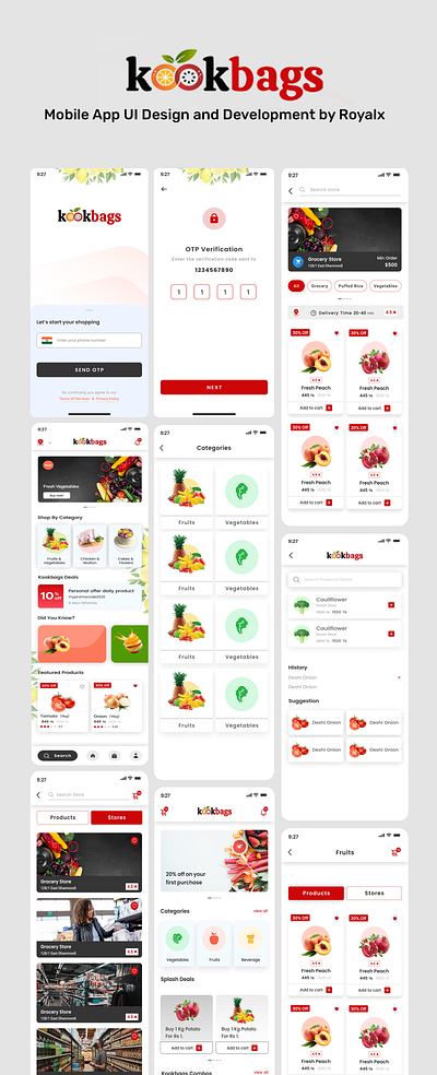 Kookbags Mobile App UI Design and Development by Royalx app branding creative design flutter ui ux