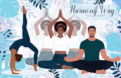3 Posters for the Harmony Way Yoga Center art branding design drawing graphic design health illustration logo vector yoga