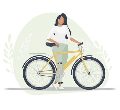 A girl with a bicycle design graphic design illustration vector