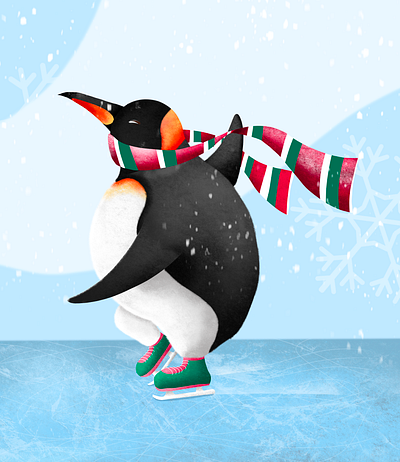 Penguin Skating 🛼 character design design graphic design illustration penguin skating winter