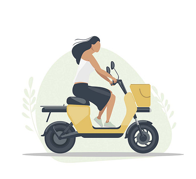 A girl on a scooter graphic design illustration vector