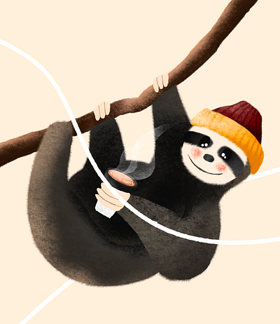 Sloth drinking coffee ☕ character design coffee design illustration sloth