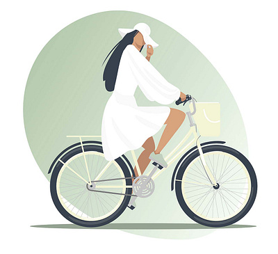 Girl on a bicycle. Vector design graphic design illustration vector