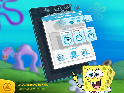 Spongebob Krusty Cook-Off - Game UX Solutions branding design gameart gamedev gameux gui iconography icons illustration interface logo punchev ui userexperience ux